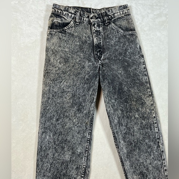 LEVI’S Made in USA 28W 32L Black Acid Wash 501 Women’s Trendy Denim Jeans - Picture 5 of 9